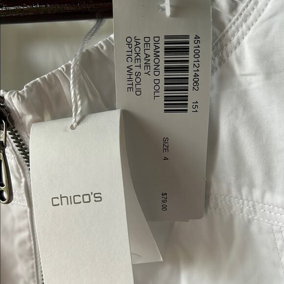 NWT Chicos Diamond Doll Delaney Optic White Zip-Up Jacket - Picture 3 of 8